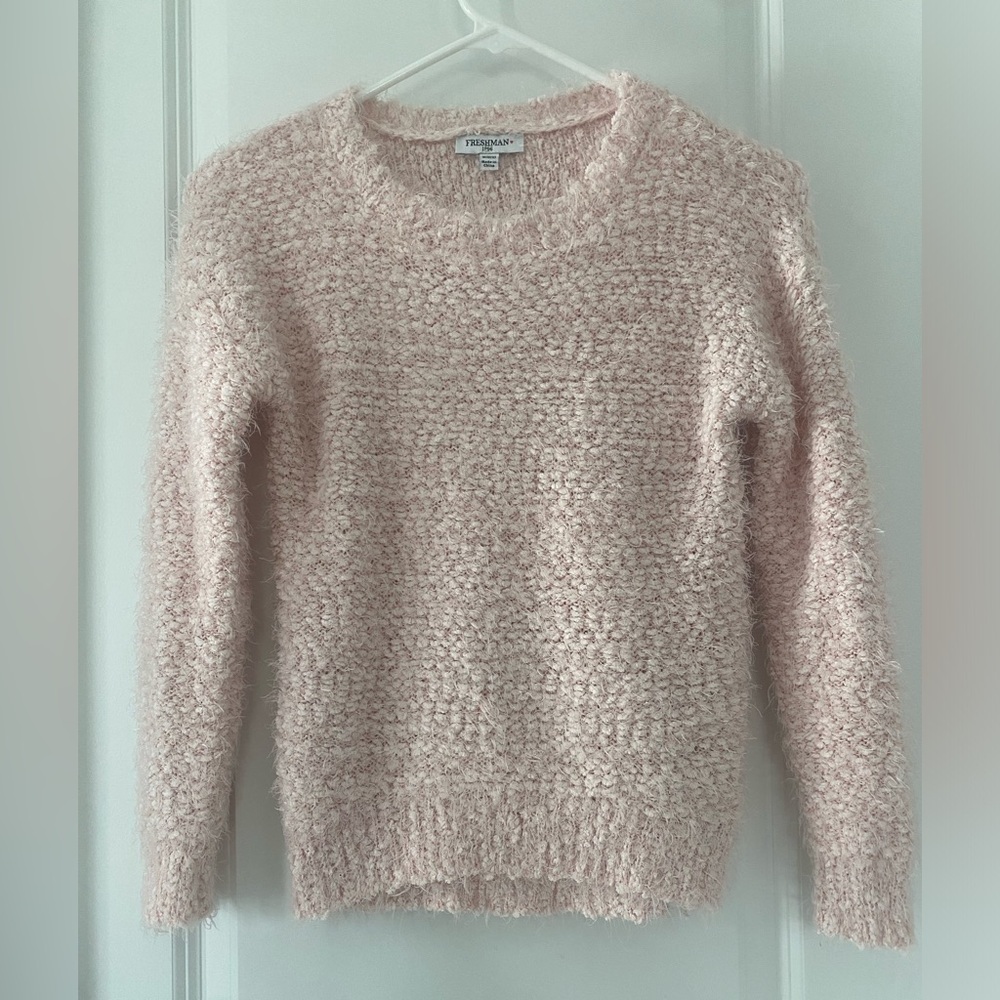Freshman 1996 Light Pink Fuzzy Sweater.  Size M (10/12)